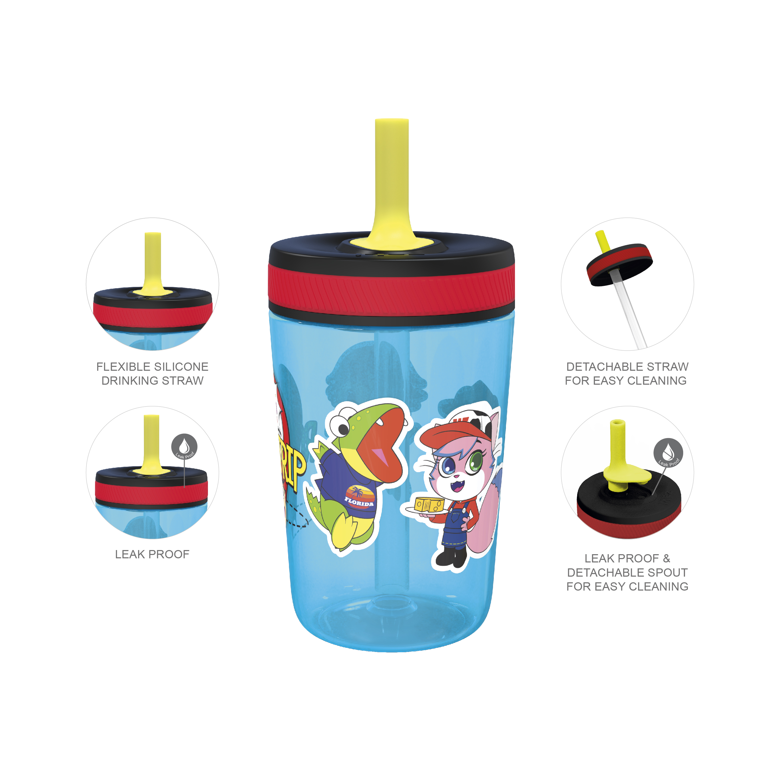 Ryans World 15  ounce Plastic Tumbler with Lid and Straw, Ryan and Friends, 2-piece set slideshow image 5