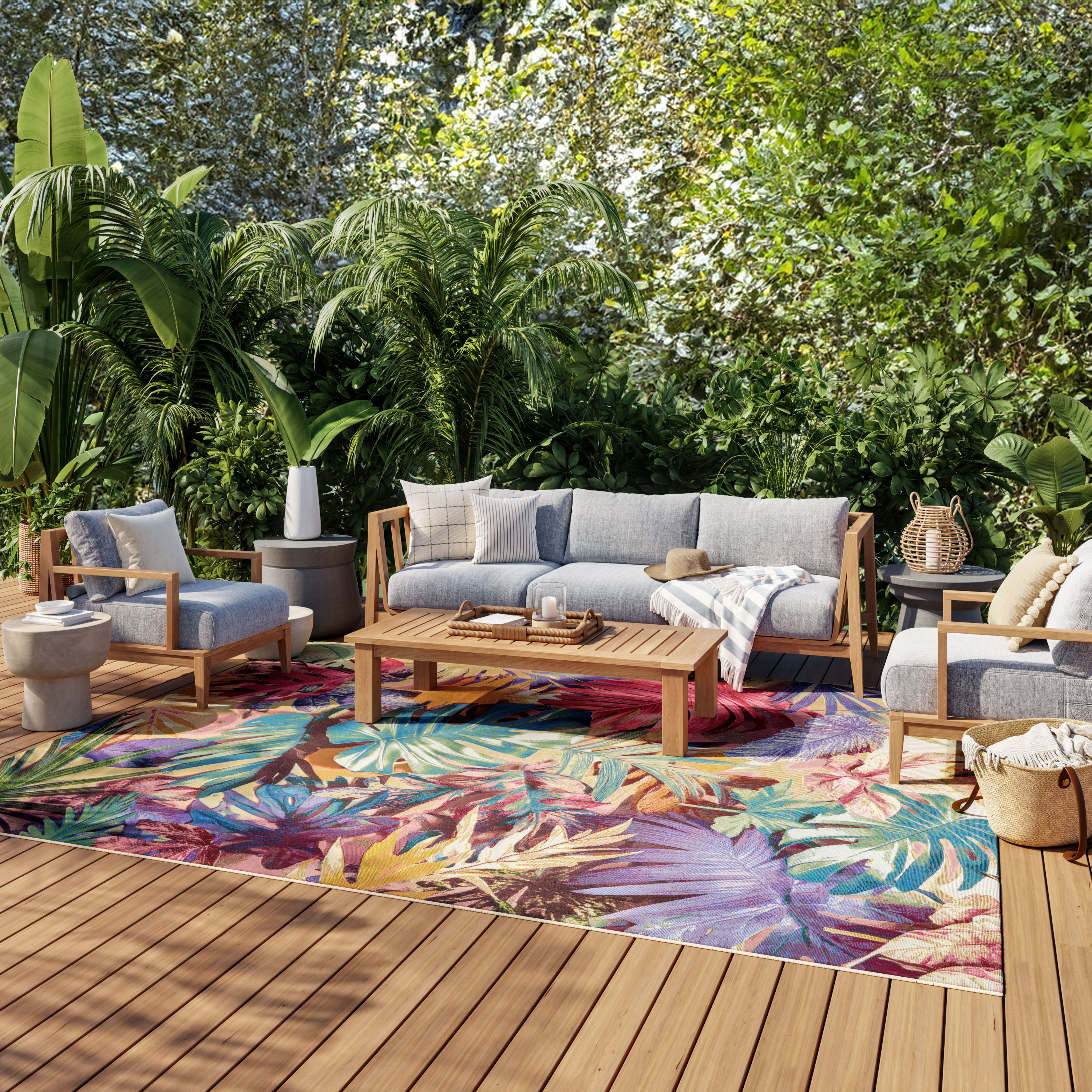 Nourison Color Splash 7'10" x 9'10" Multicolor Tropical Rug