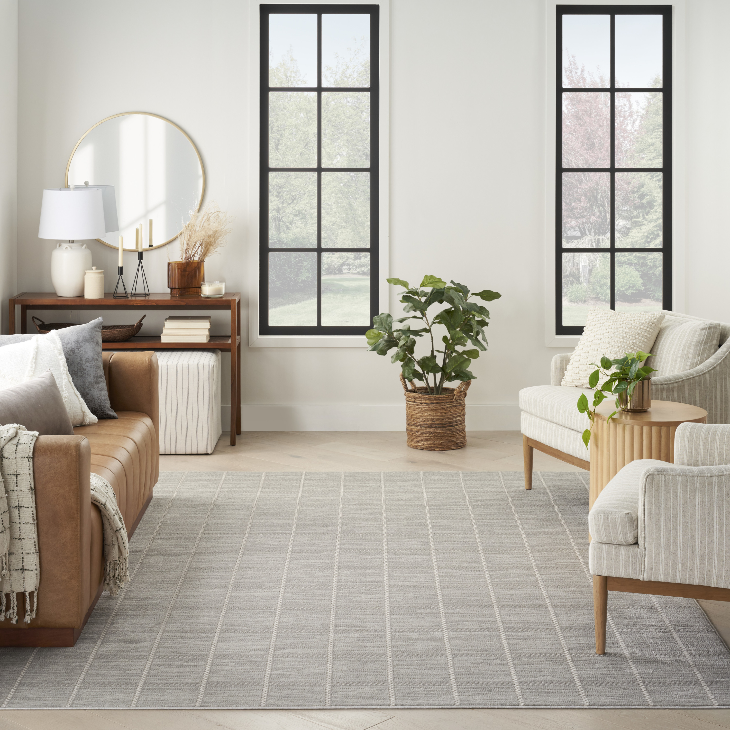 Nourison Serenity Home 7'10" x 9'10" Light Grey Modern Indoor Rug