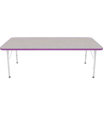 Creative Colors® Activity Table, Rectangle, 30" x 72", Gray Nebula Top Color, Purple Edge Color, Standard Leg Height, Platinum S