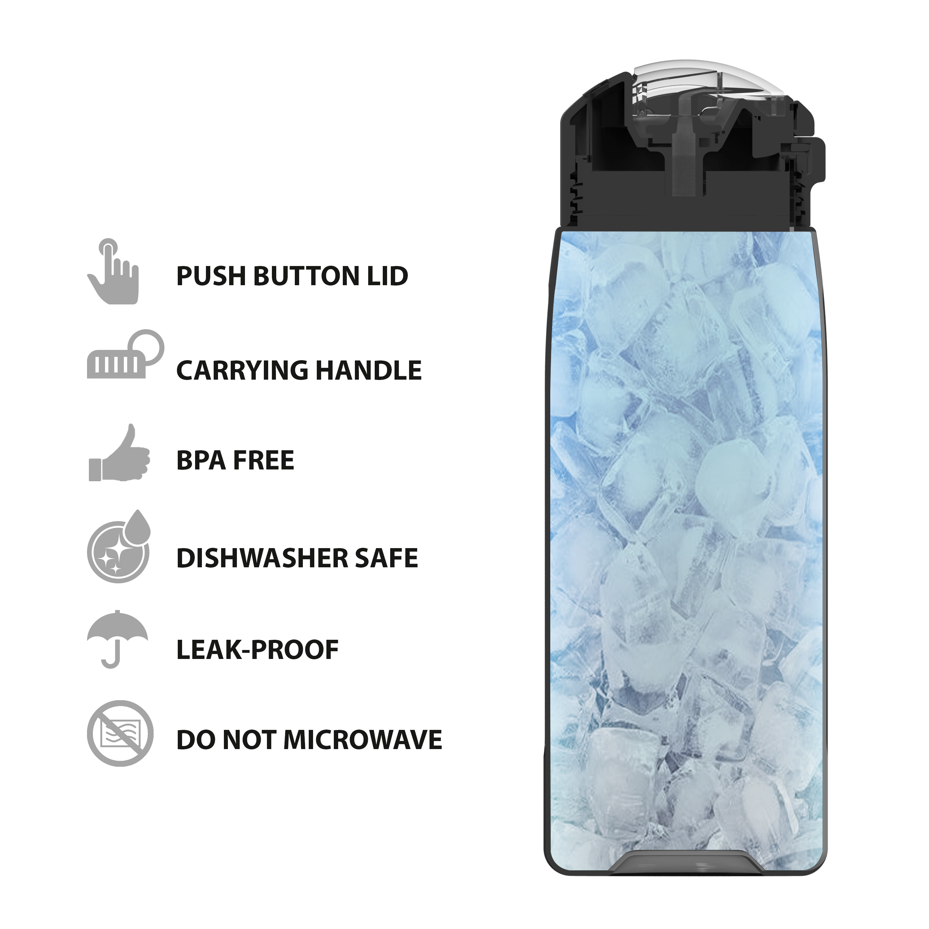 Genesis 32 ounce Reusable Plastic Water Bottle with Interchangeable Spouts, Charcoal slideshow image 6