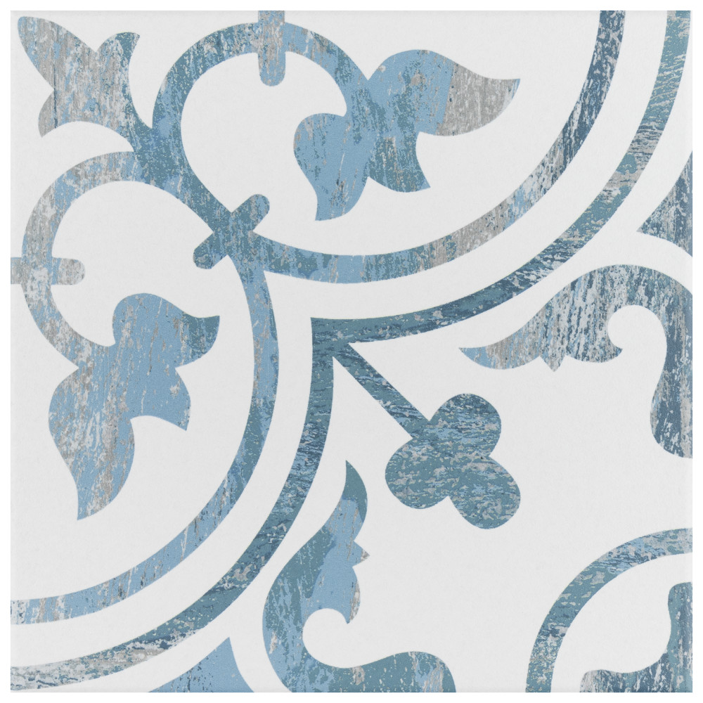 Cassis Arte Blue 9-3/4 in. x 9-3/4 in. Porcelain Floor and Wall Tile