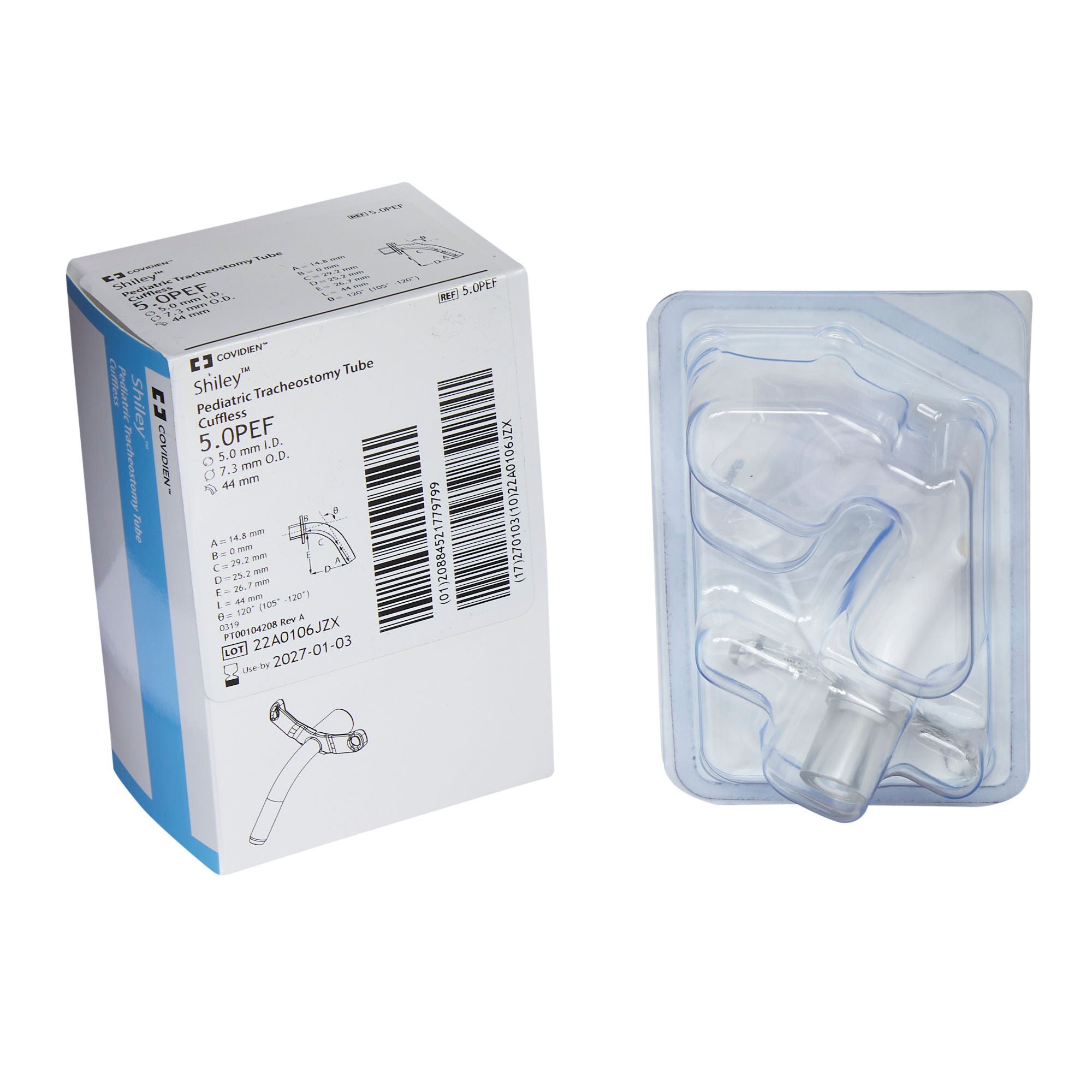Medtronic MITG TUBE, TRACH SHILEY CUFFLESS PED 5.0MM