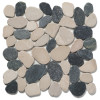 Pebble Black & Tan 12×12 Level Pebble Mosaic Honed