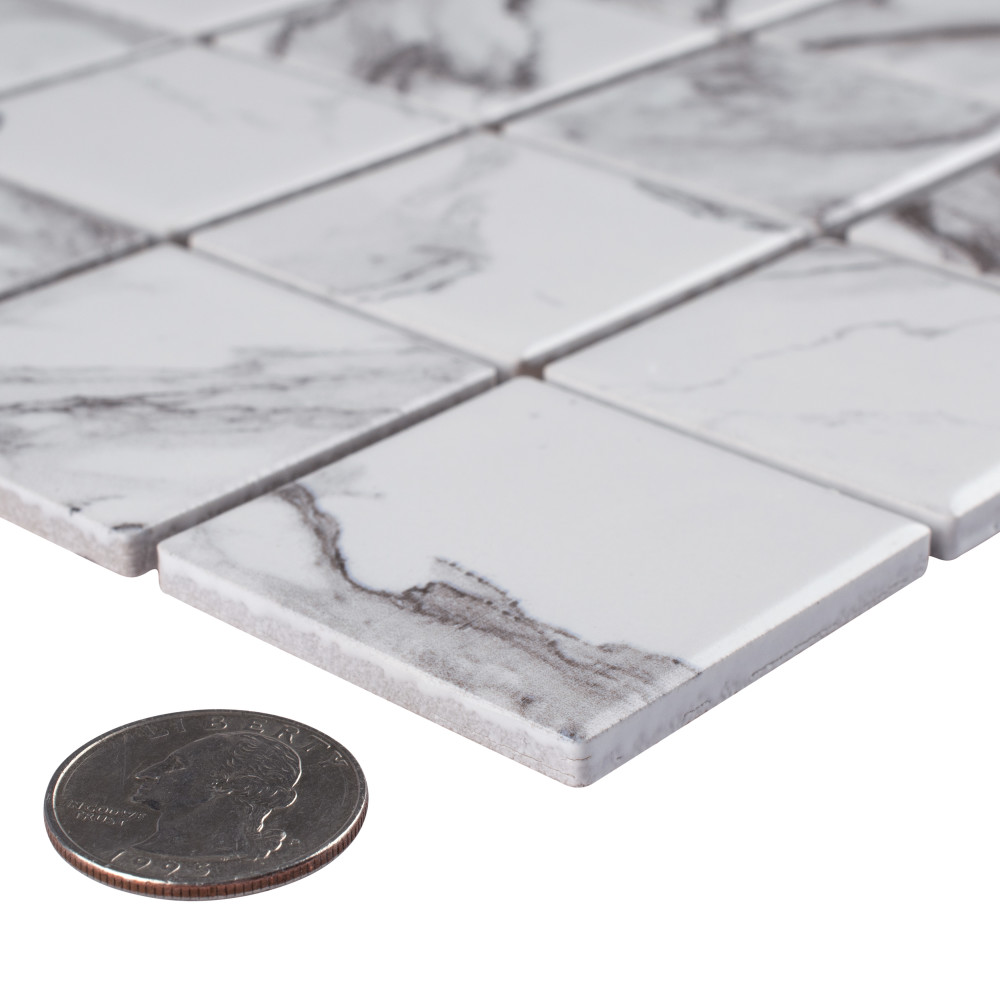 Sample – Katina Calacatta Porcelain Mosaic Tile