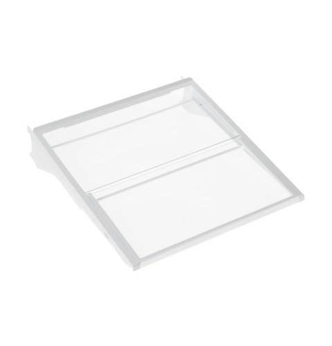 Refrigerator tuck away shelf assembly