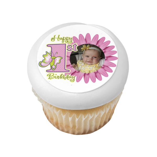 First Birthday Butterfly PhotoCake® Edible Image® Frame