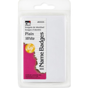 Labels, Name Badge, Plain, 3-3/8" x 2-1/4", White, Pack of 100