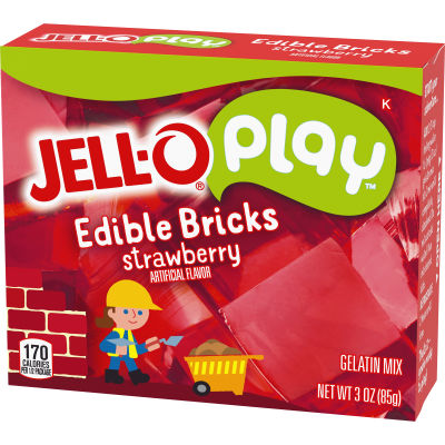 Jell-O Play Edible Bricks Strawberry Gelatin Mix 3 oz Box