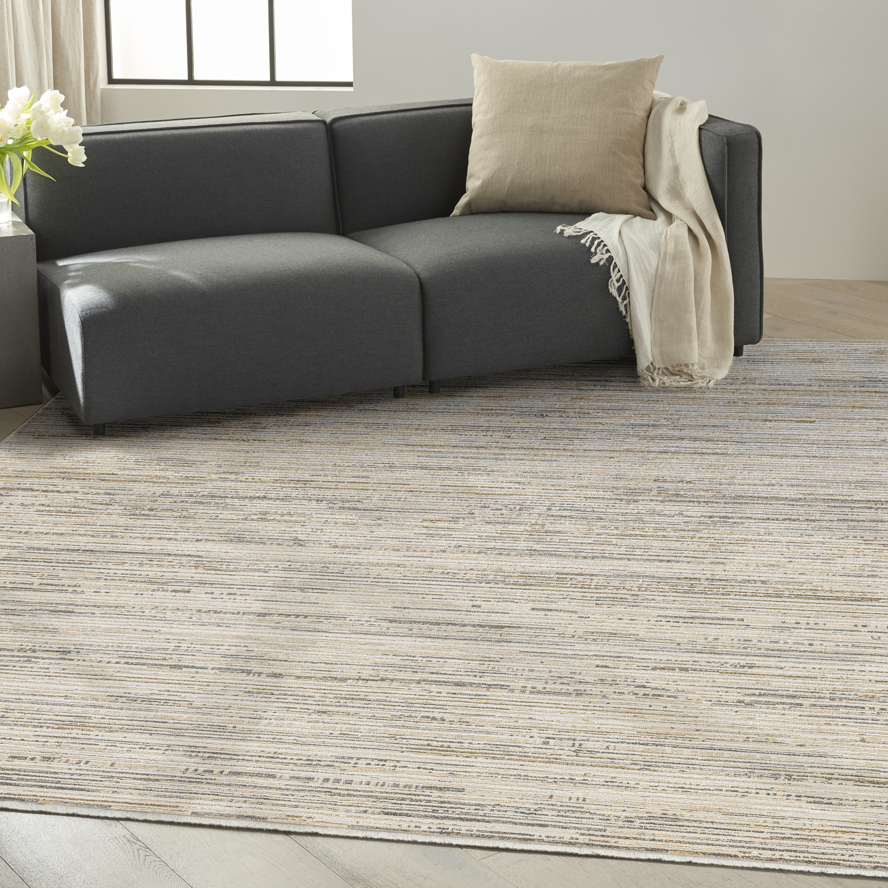 Calvin Klein CK078 Summit 7'10" x 10'2" Ivory Multicolor Modern Indoor Rug