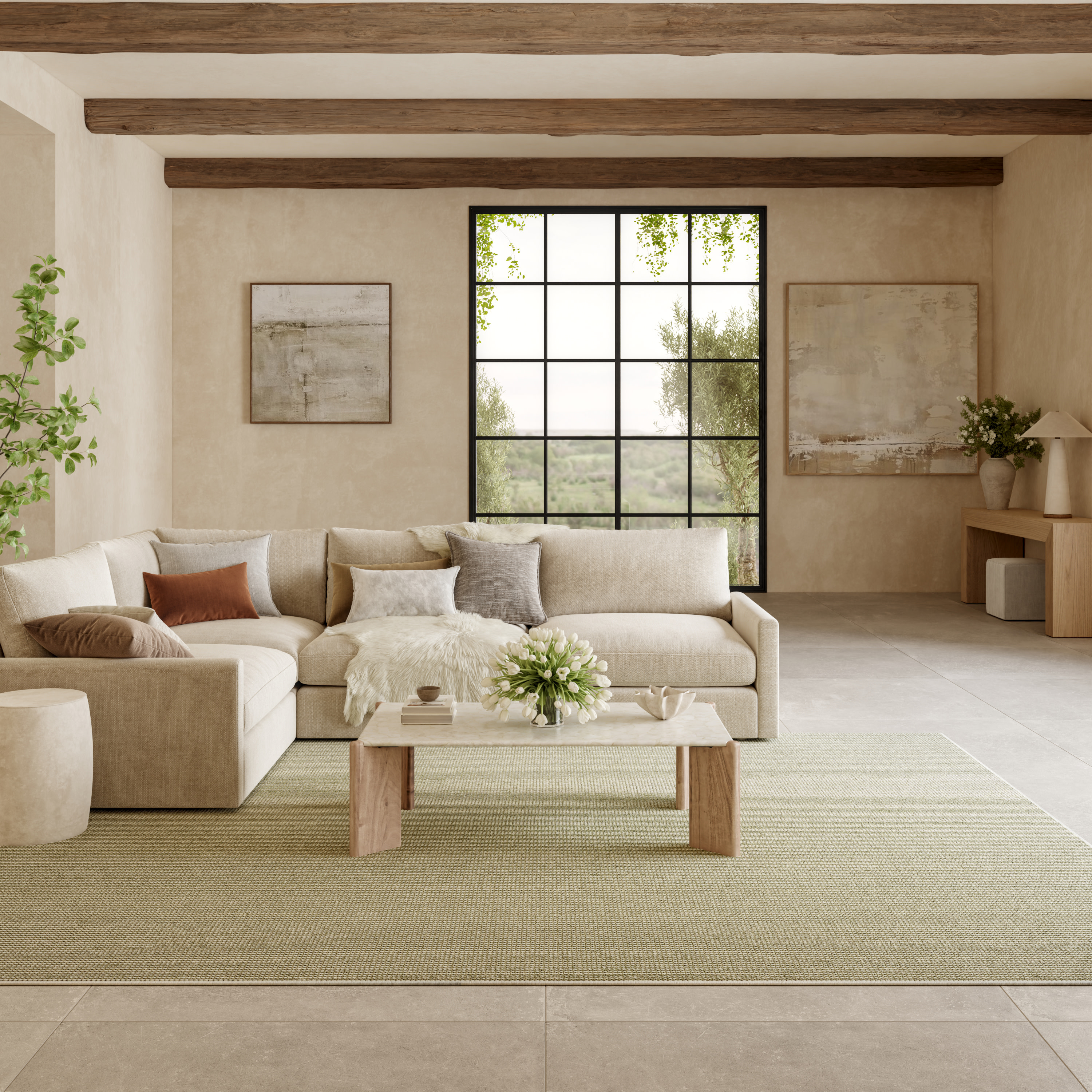 Nourison Natural Texture 7'10" x 9'10" Ivory Green Farmhouse Indoor Rug