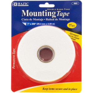 Double Sided Foam Mounting Tape, 1" x 200"