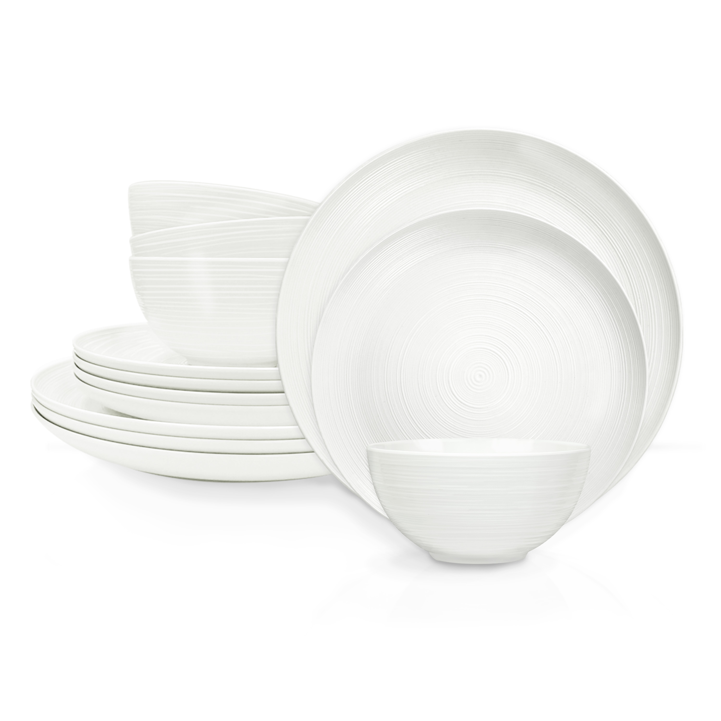 American Conventional Plate & Bowl Sets, White, 12-piece set slideshow image 1 American Conventional Plate & Bowl Sets, White, 12-piece set slideshow image 1