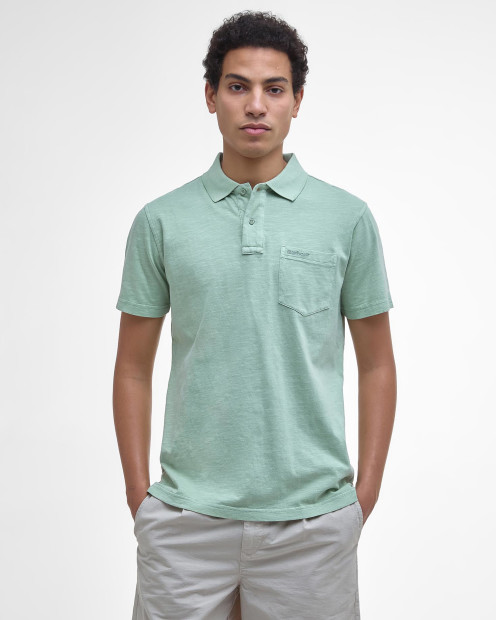 Pigment Dye Slub Polo Shirt Seagrass