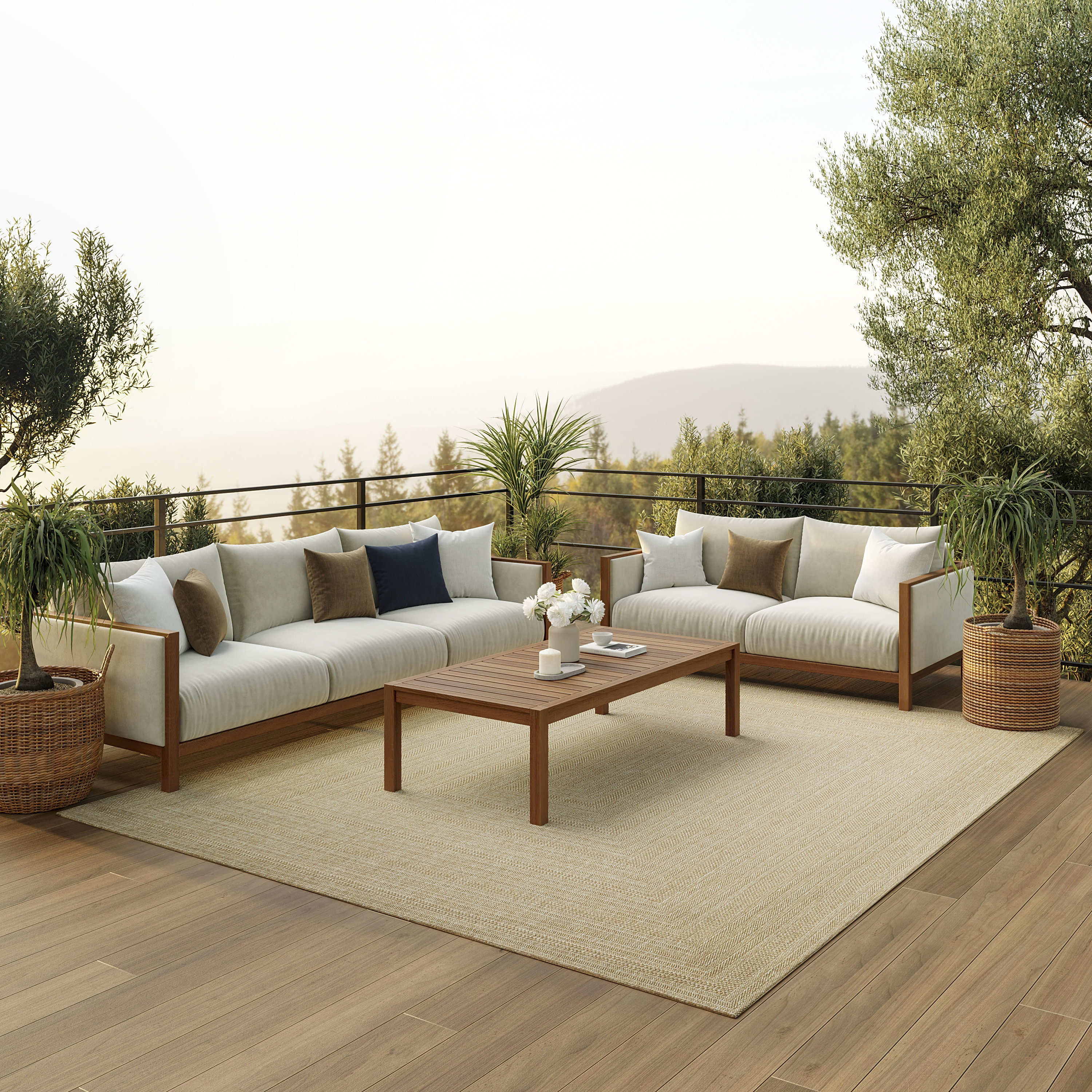 Nourison Tulum 9' x 12' Taupe Ivory Outdoor Rug