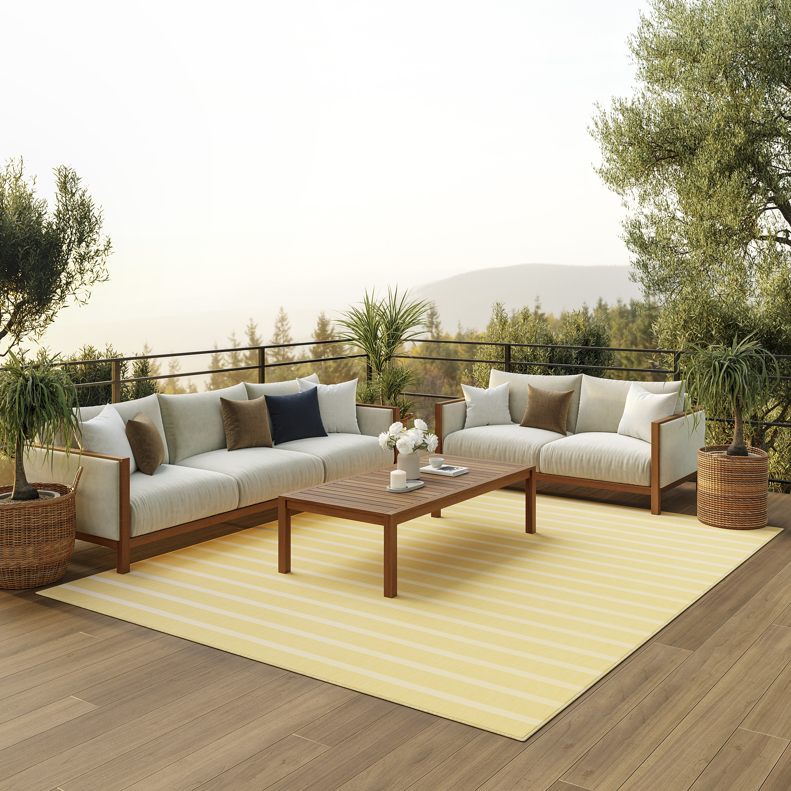 Nourison Positano 6' x 9' Yellow Ivory Modern Rug