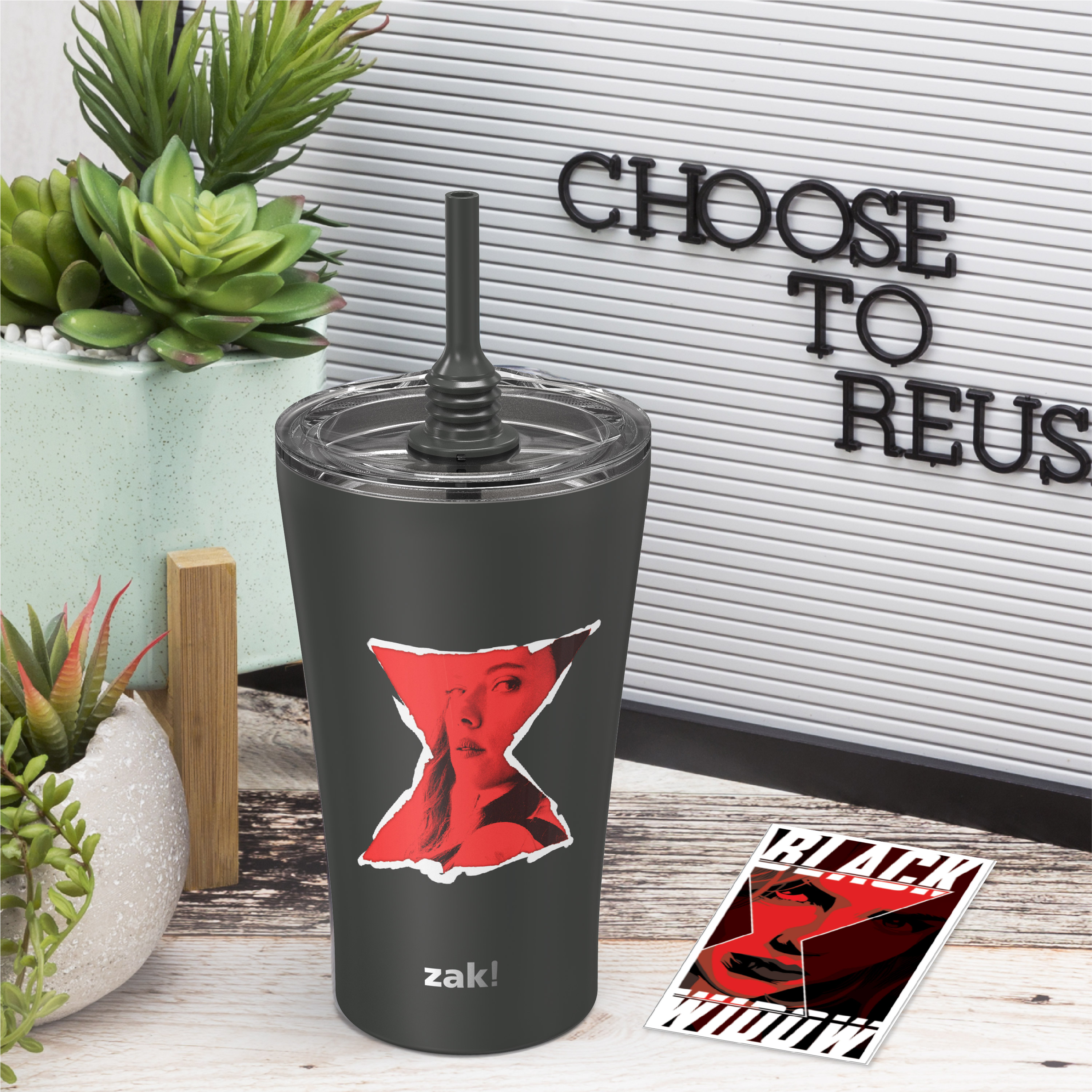 Marvel Comics 20 ounce Insulated Tumbler with Stickers, Black Widow slideshow image 2 Marvel Comics 20 ounce Insulated Tumbler with Stickers, Black Widow slideshow image 2