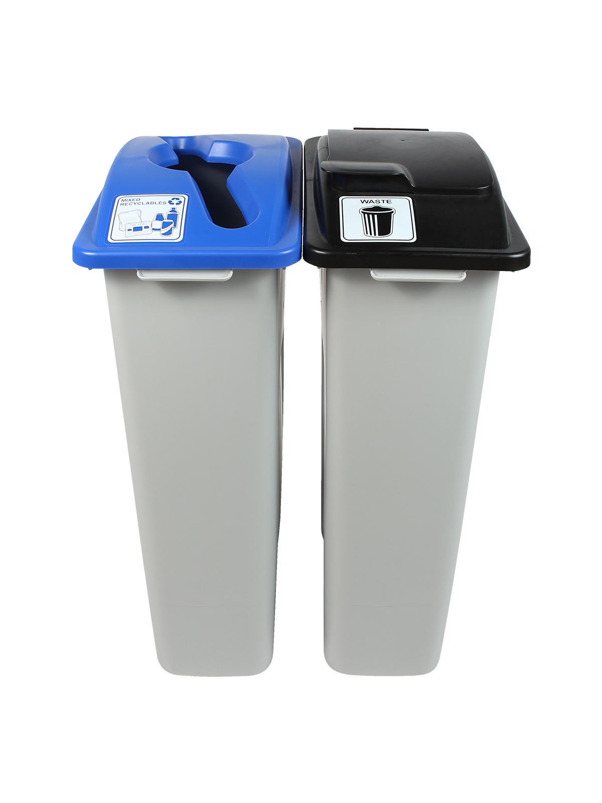 WASTE WATCHER – Double – Kit – Mixed Recyclables-Waste – Mixed-Solid Lift – Grey-Blue-Black
