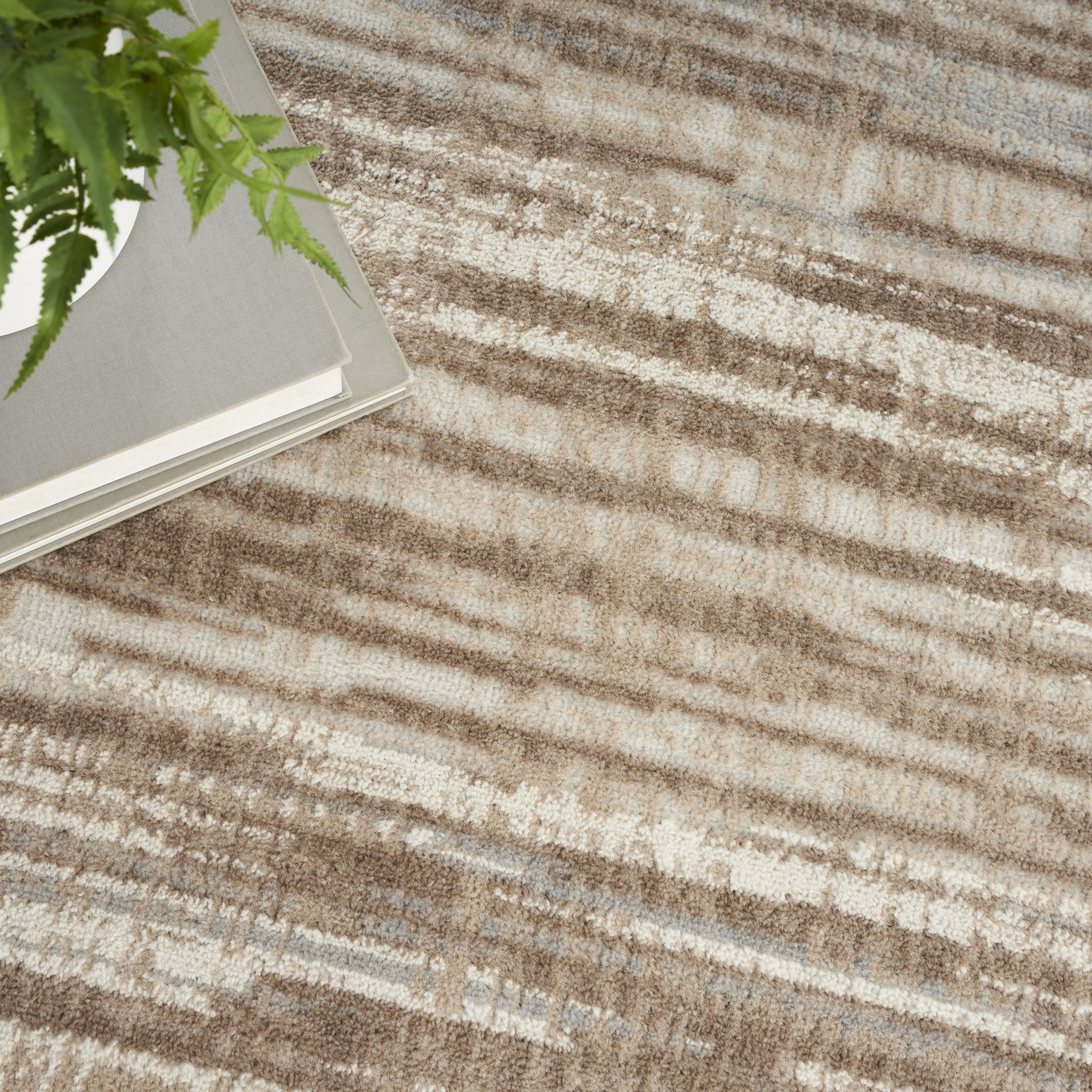 Nourison Elation 5'3" x Round Ivory Grey Modern Indoor Rug