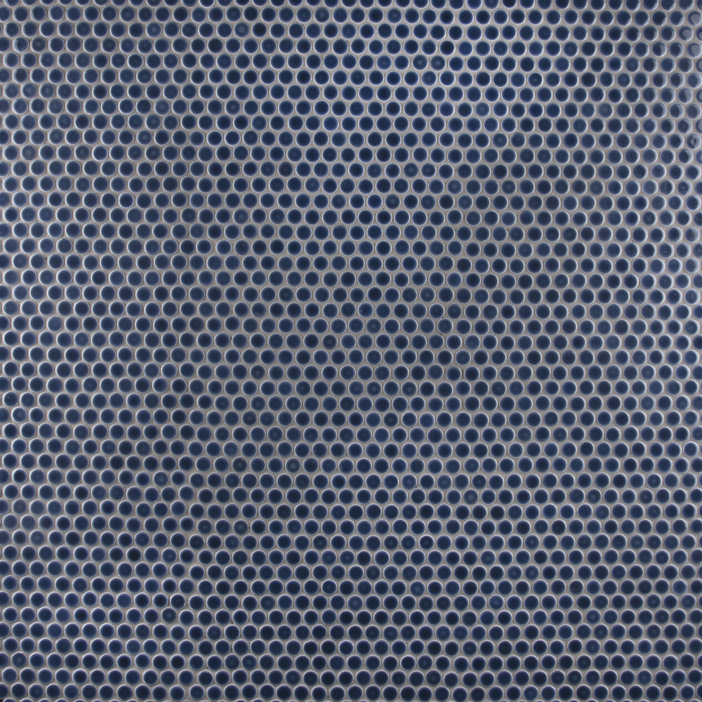 Hudson Penny Round Denim Blue 11-7/8 in. x 12-5/8 in. Porcelain Mosaic Tile