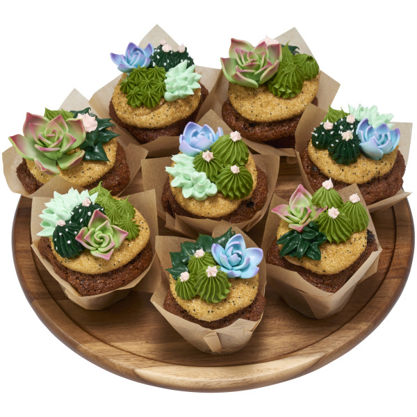 Green Succulents - Red 3 Free Gum Paste Flowers
