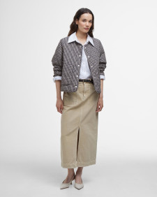 Check Monroe Quilted Jacket Navy/Sand Gingham