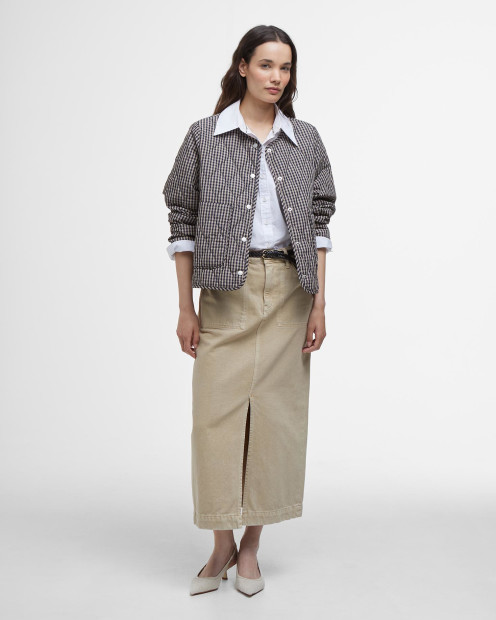 Check Monroe Quilted Jacket Navy/Sand Gingham