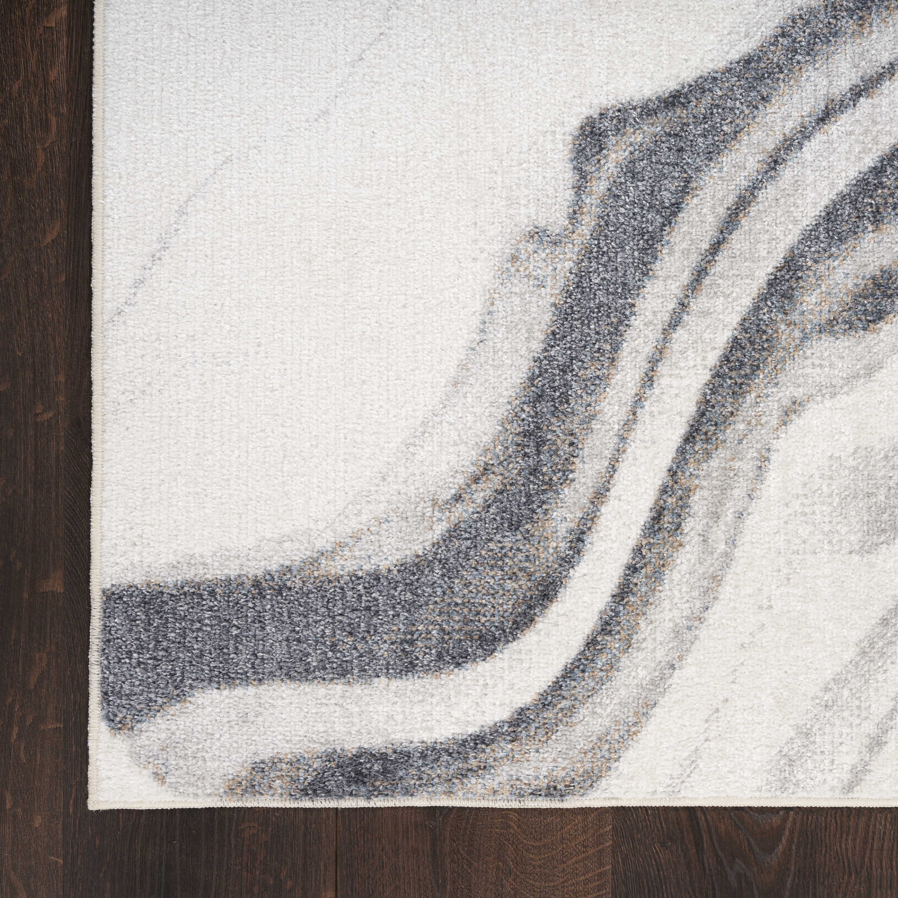 Nourison Astra Machine Washable 5'3" x 7' Ivory Grey Modern Indoor Rug