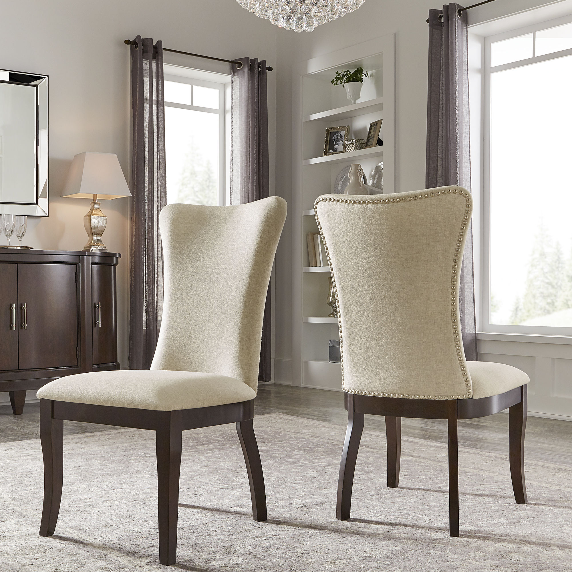 Fabric Wingback Dining Chairs (Set of 2)