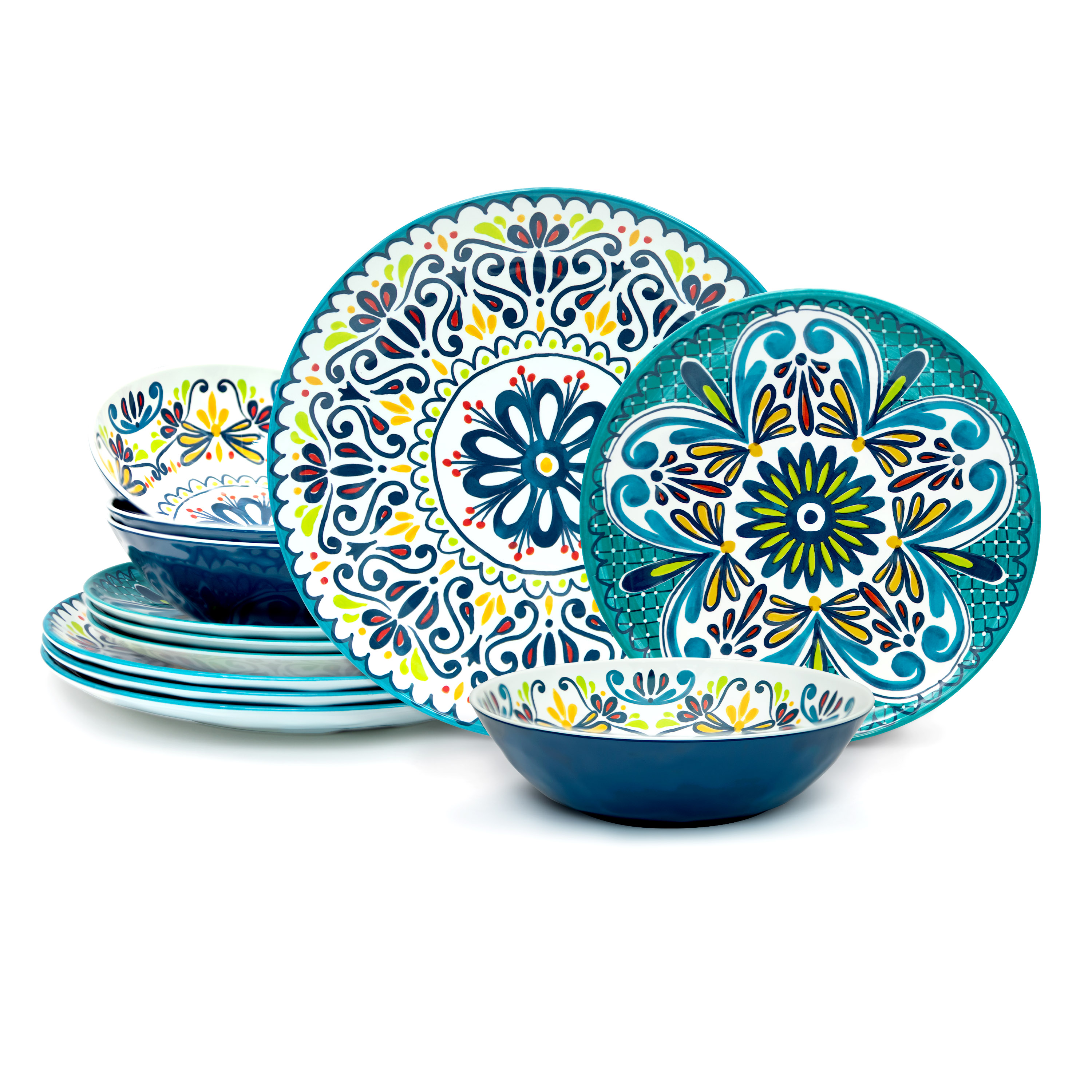 Medallion Dinnerware Set, Cool, 12-piece set image
