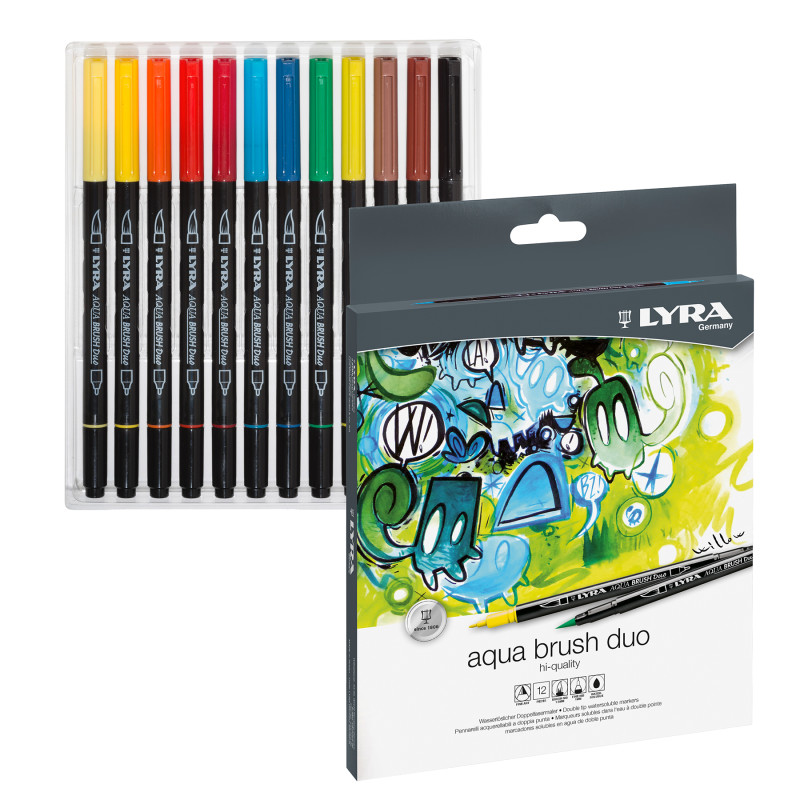 Aqua+Brush+Duo+Art+Markers%2C+12+Colors
