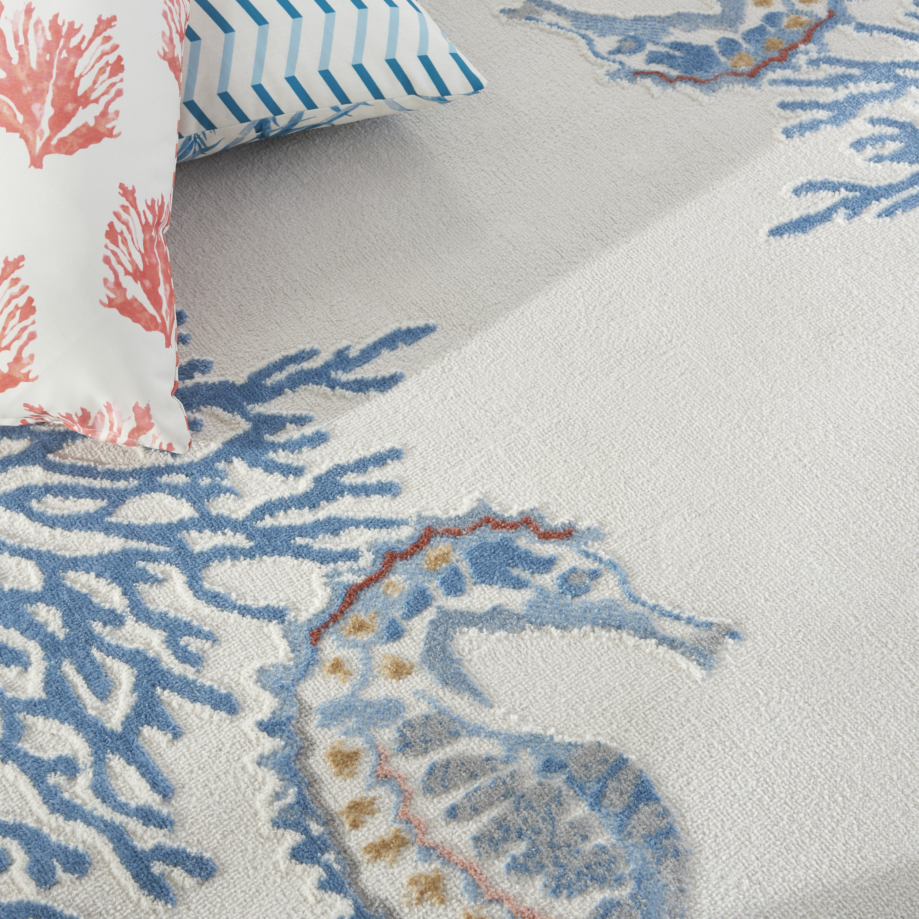 Nourison Seaside 5'3" x 7'3" Ivory Multicolor Coastal, Nautical & Beach Indoor Rug