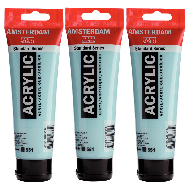 Standard Acrylic Paint, 120ml, Sky Blue Light 551, Pack of 3
