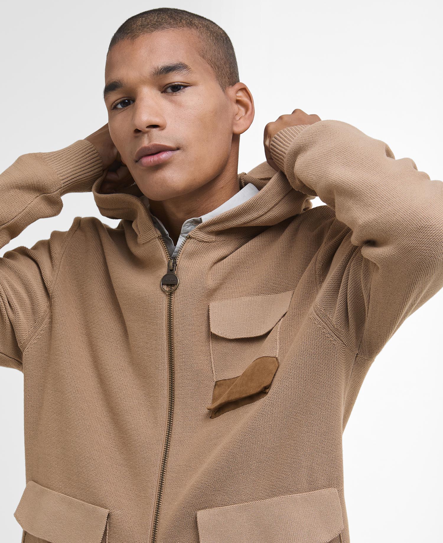 Barbour x TO KI TO Multi-Pocket Knitted Hoodie image number 3