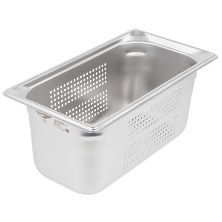 Third-size 6-inch-deep Super Pan 3® stainless steel perforated steam table pan