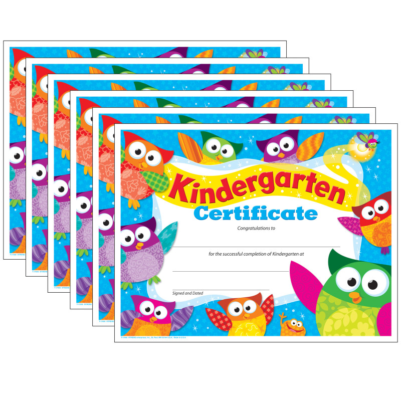 Kindergarten Certificate Owl-Stars!®, 30 Per Pack, 6 Packs