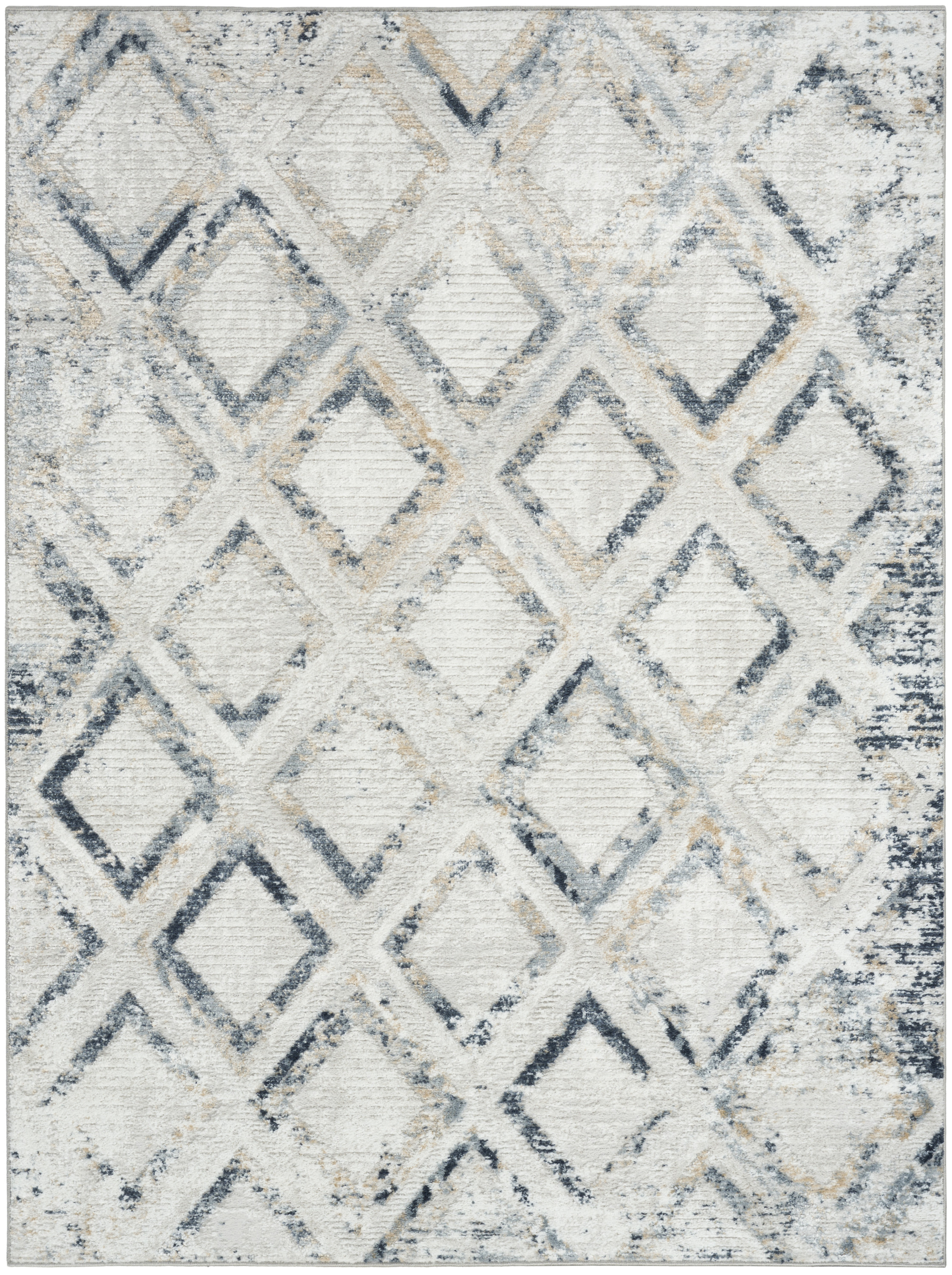 Nourison Dekor 4' x 6' Grey Navy Modern Indoor Rug