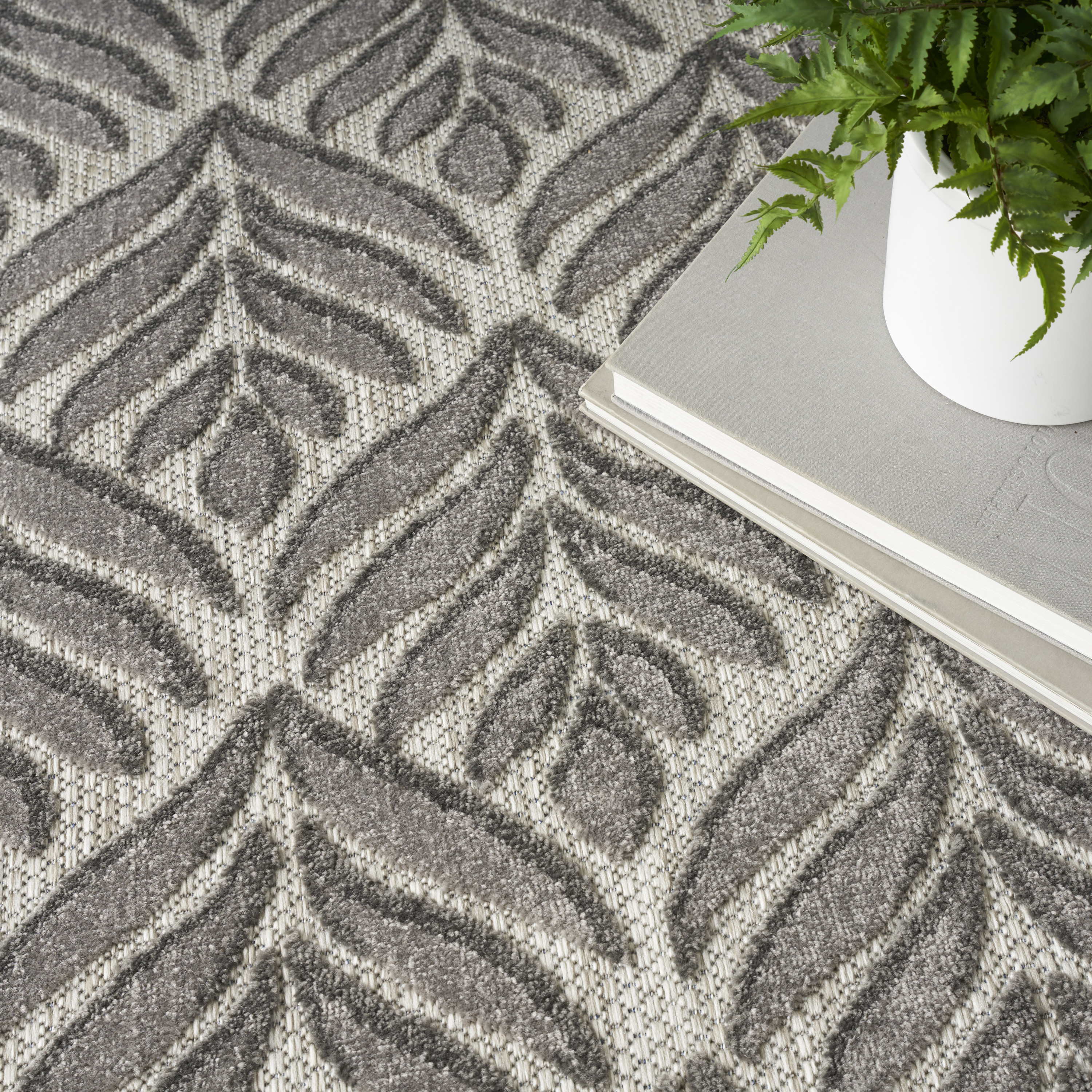 Nourison Aloha 6' x 9' Charcoal Tropical Rug