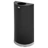 Rubbermaid Commercial, Open Top, 12 gal, Non-Perforated, Black/Chrome, Half Round, Receptacle