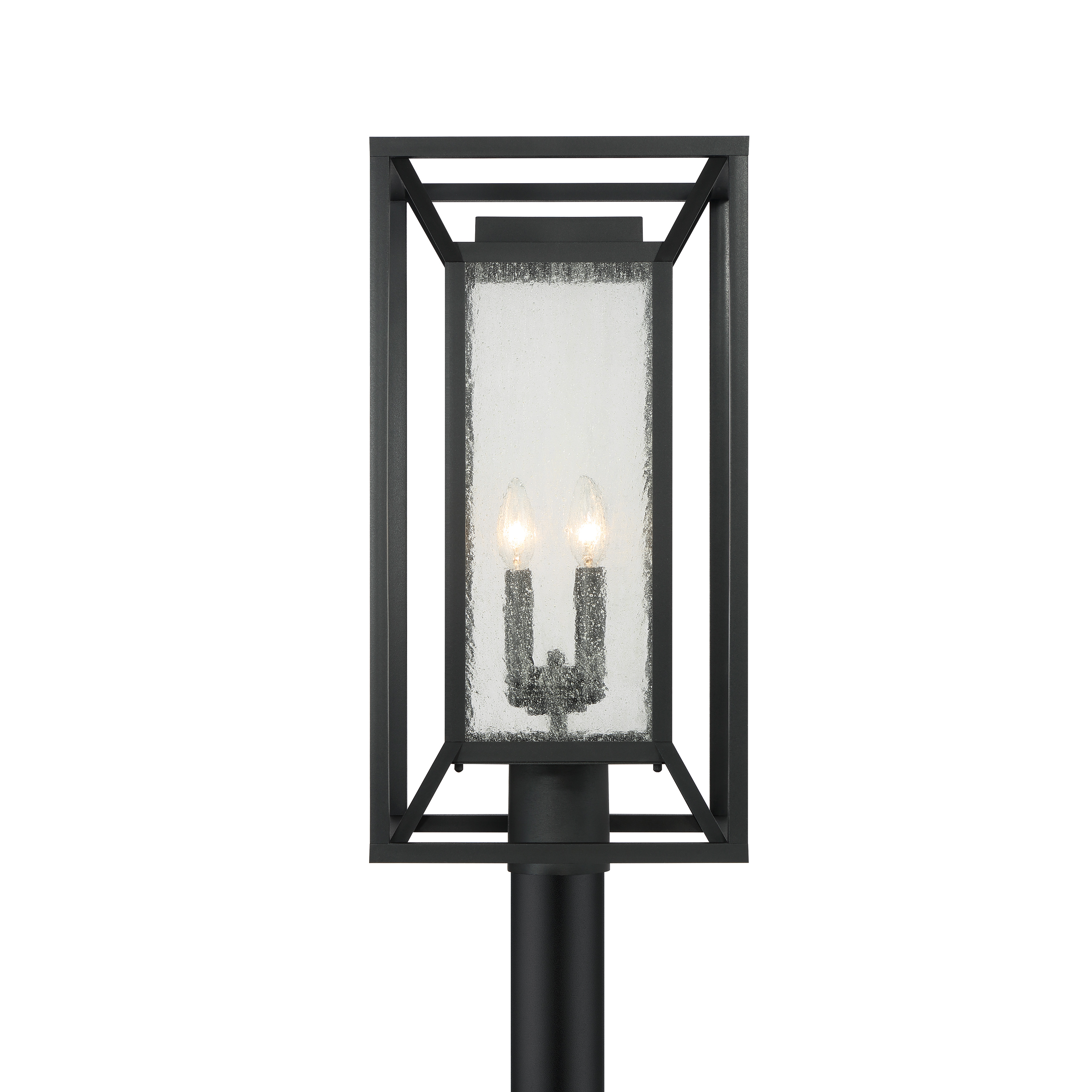 4 Light Post Mount in Sand Coal with Clear Seeded Glass - alternate view