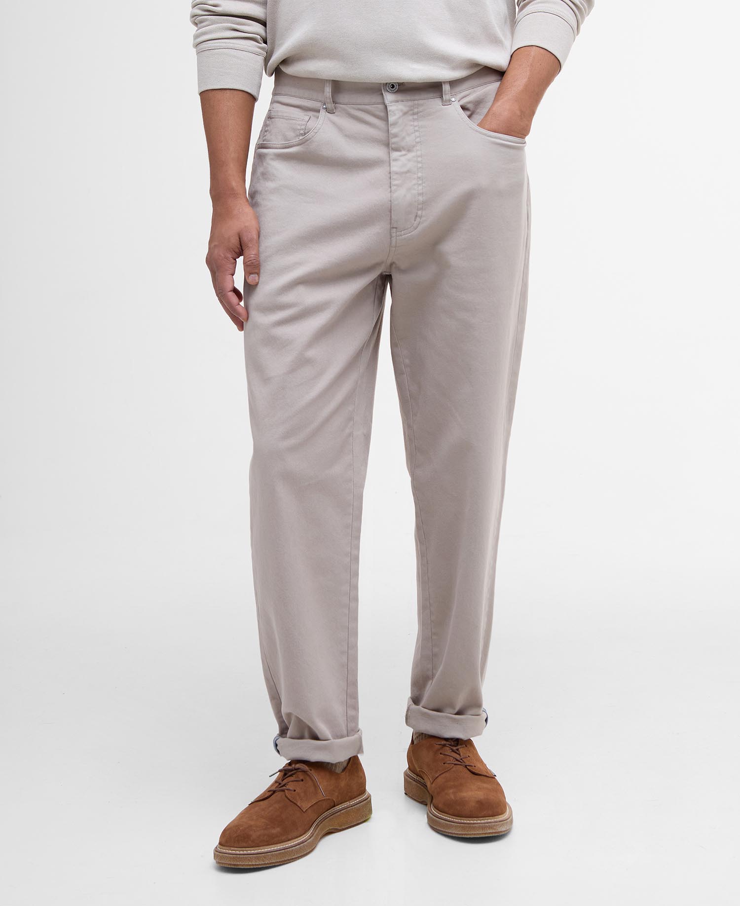Pantaloni in tessuto stretch lavato dalla vestibilità regular image number 1