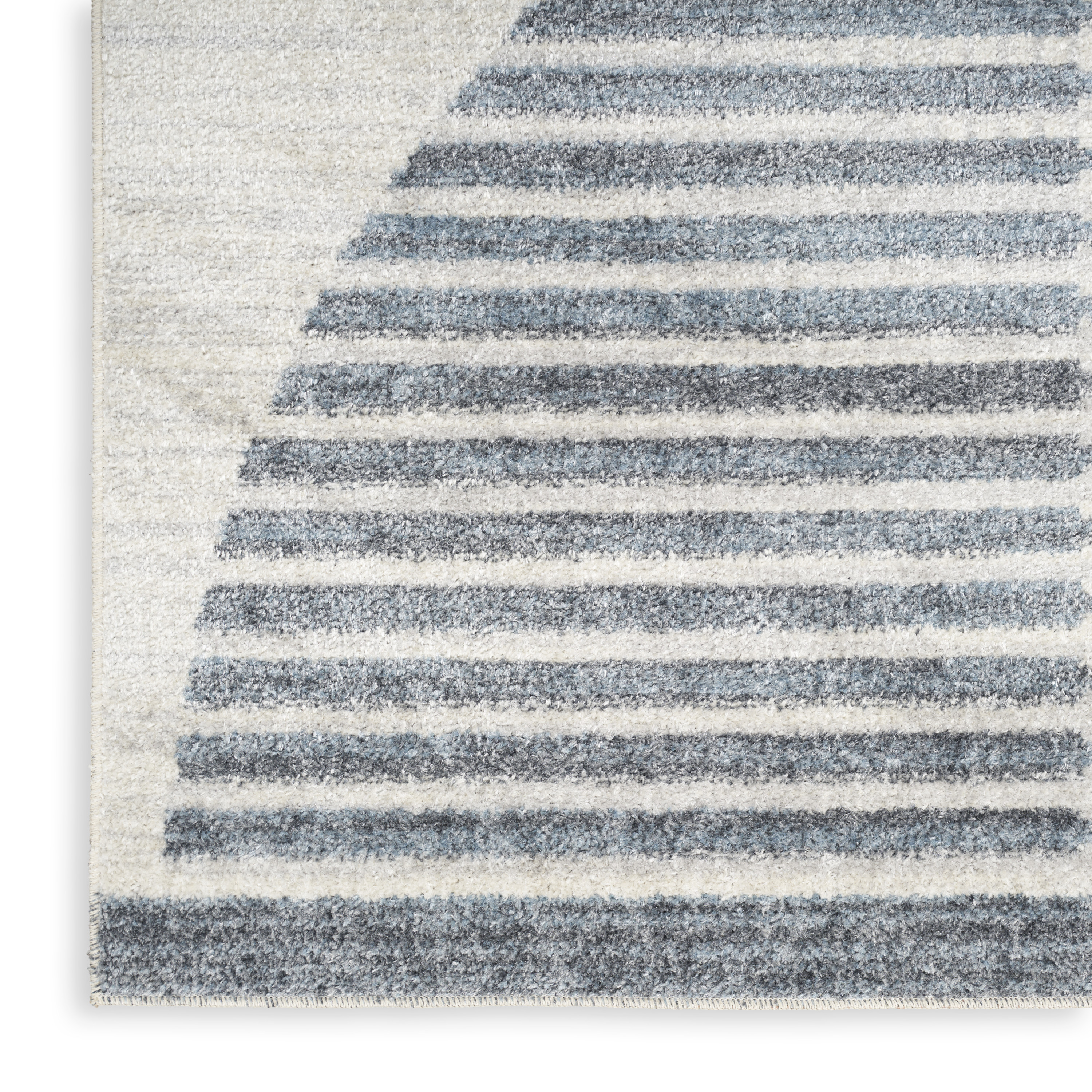 Nourison Astra Machine Washable 2' x 6' Ivory Blue Mid-Century Modern Indoor Rug