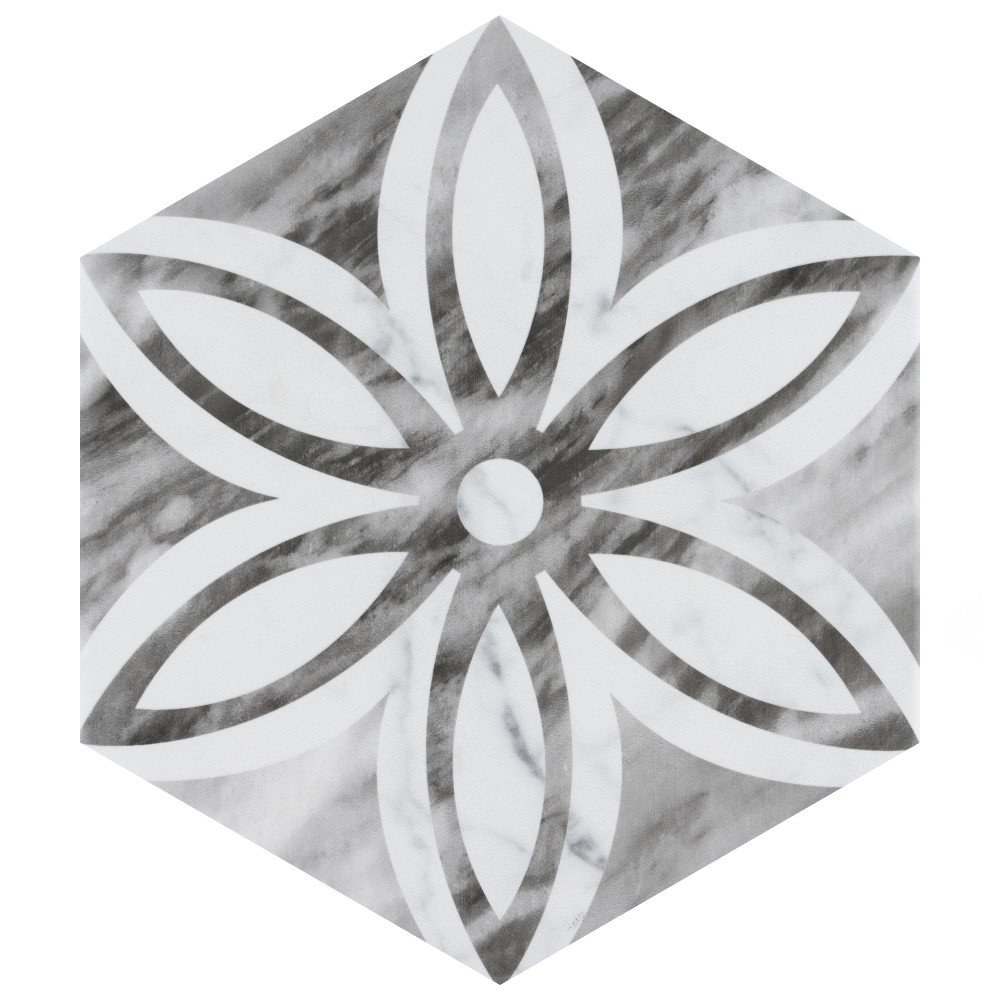Sample – Classico Bardiglio Hex Lily Porcelain Floor and Wall Tile
