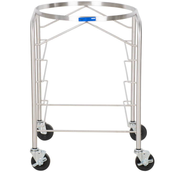 Stainless steel mobile bowl stand for 30-quart mixing bowl with four full-size tray racks