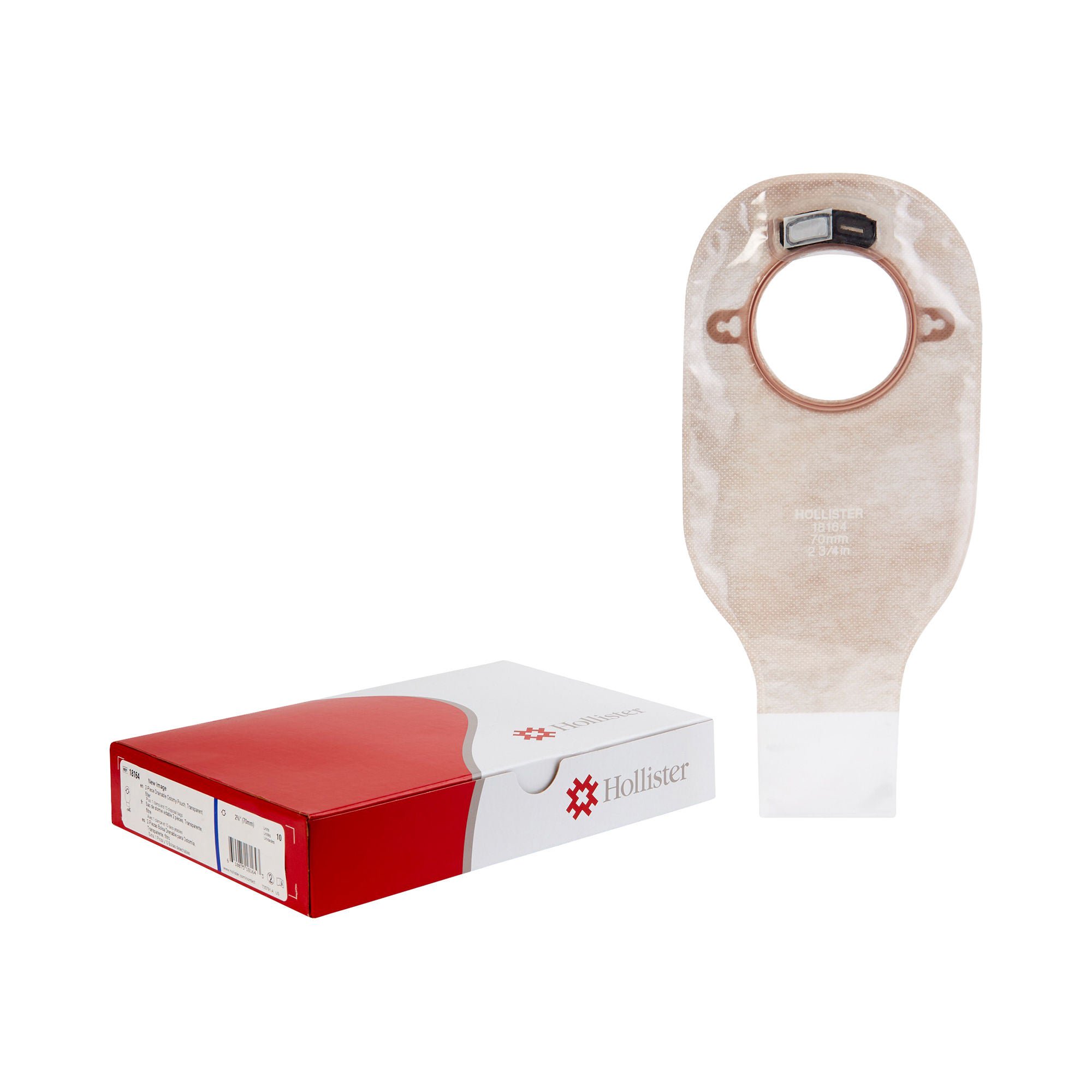 New Image™ 18164 Two-Piece Transparent Ostomy Pouch, Pre-cut to Fit 70 mm, Blue