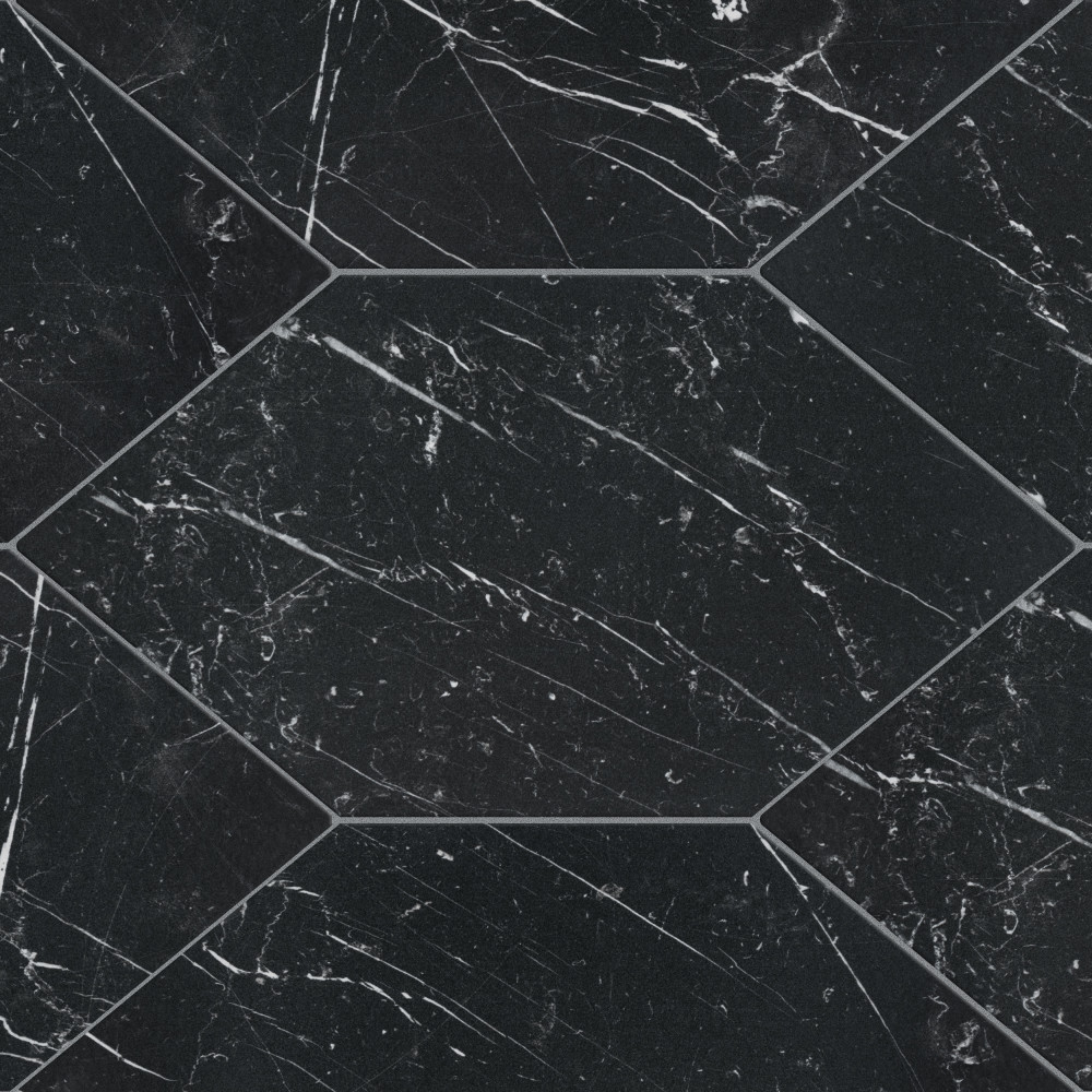 Timeless Marquina Kayak 6.5x12.5 Elongated Hexagon Porcelain Floor and Wall Digital Pattern