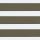 Zebra-style horizontal blinds showing alternating wide olive-gray opaque and white bands, aligned flat and covering an unseen window, creating a patterned screen in even, neutral lighting.