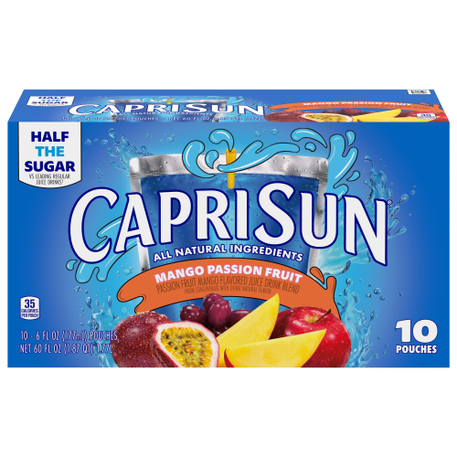 Capri Sun® Passionfruit Mango Juice Drink Blend, 10 ct Box, 6 fl oz Pouches Image