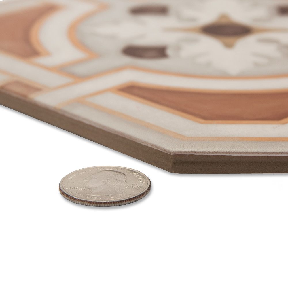 Vaudeville Octagon Deco Zimer with Taco Azzuro 7-7/8 in. x 7-7/8 in. Porcelain Floor and Wall Tile