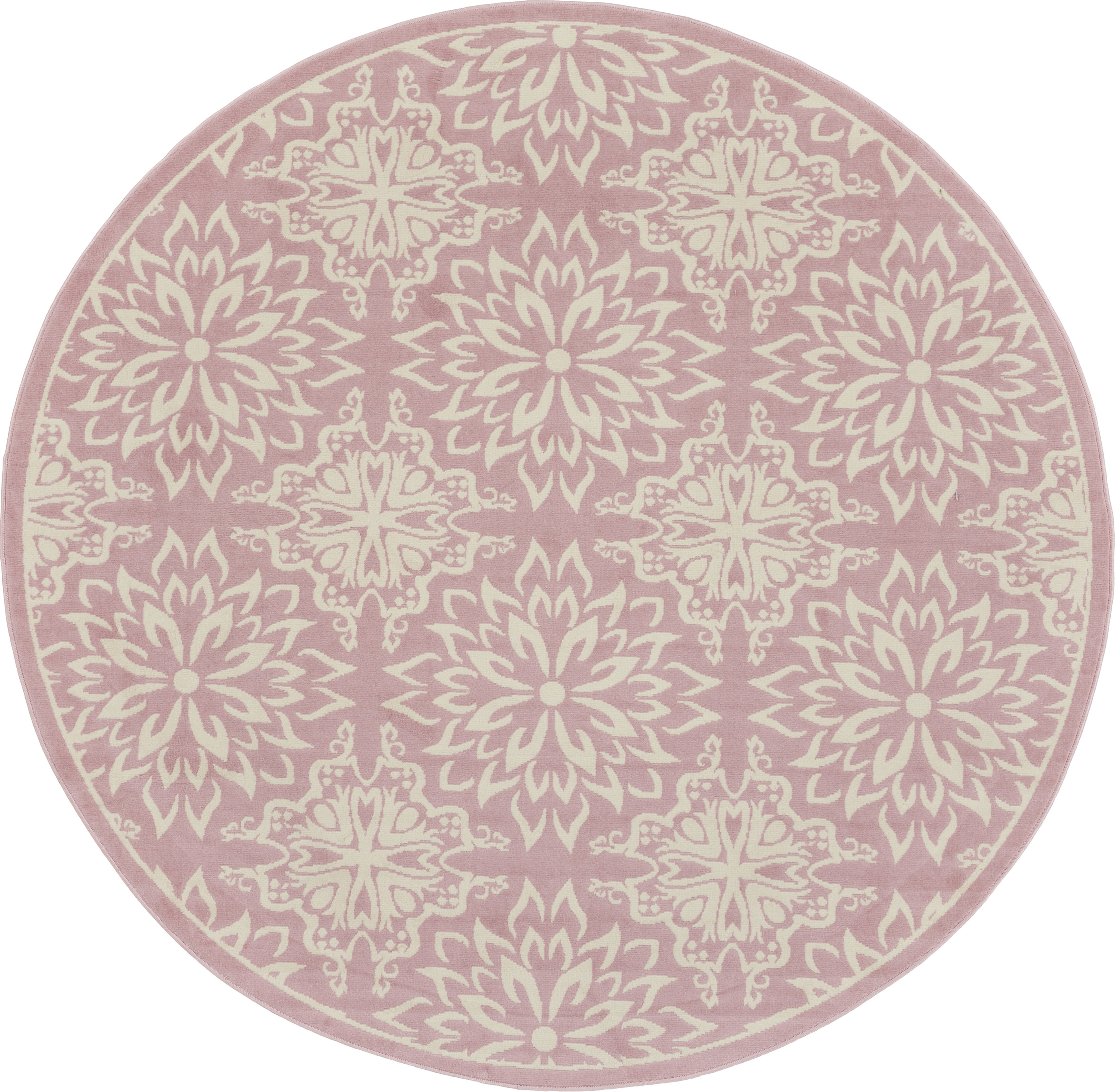 Nourison Jubilant 8' x Round Ivory Pink Farmhouse Indoor Rug